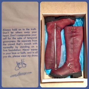 John Fluevog Bond Girl boots in red